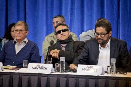 De FARC-delegatie afgelopen oktober in Noorwegen waar werd besloten tot vredesonderhandelingen