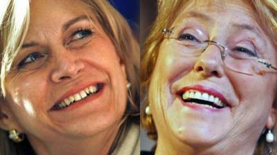 Links Evelyn Matthei en rechts Michele Bachelet