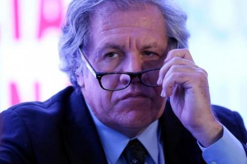 Organization of American States (OAS) Secretary-General Luis Almagro holds his glasses during the Democratic Solidarity in Latin America meeting organised by Forum 2000 Foundation in Mexico City